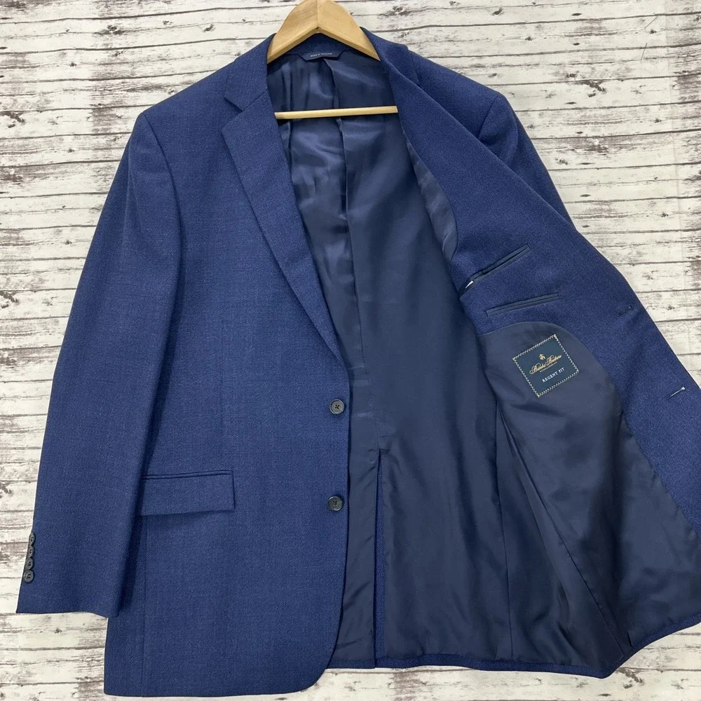 Brooks Brothers Reda Italian Regent Fit Blazer Coat Men's 44L Wool Navy Blue